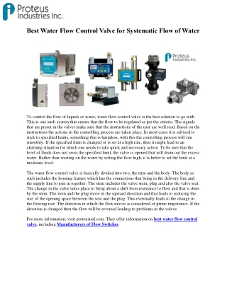 Best Water Flow Control Valve for Systematic Flow of Water
