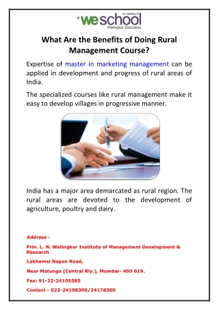 What Are The Benefits Of Doing Rural Management Course?