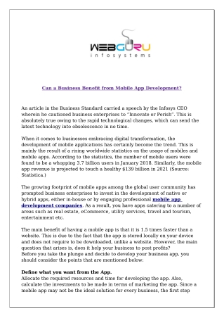 Can a Business Benefit from Mobile App Development?