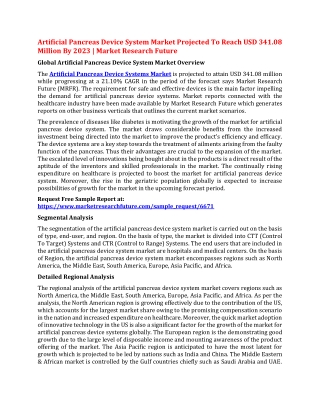 The Artificial Pancreas Device Systems Market is projected to attain USD 341.08 million while progressing at a 21.10% CA