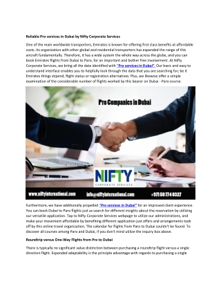 Reliable Pro services in Dubai by Nifty Corporate Services