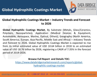 Global Hydrophilic Coatings Market – Industry Trends and Forecast to 2026