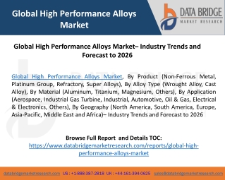 Global High Performance Alloys Market– Industry Trends and Forecast to 2026