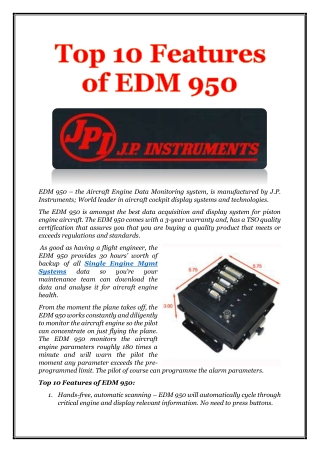 Top 10 Features of EDM 950