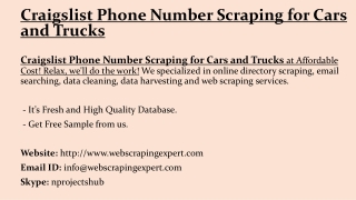 Craigslist Phone Number Scraping for Cars and Trucks