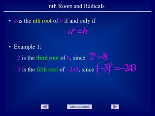 nth Roots and Radicals