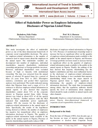 Effect of Stakeholder Power on the Employee Information Disclosure of Nigerian Listed Firms A Panel Study