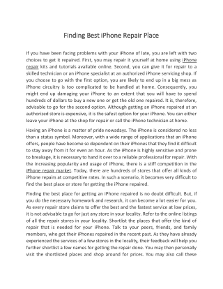 Finding best IPhone repair place
