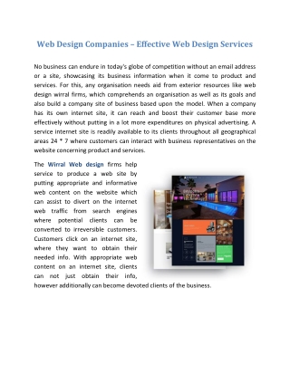 Web Design Companies – Effective Web Design Services