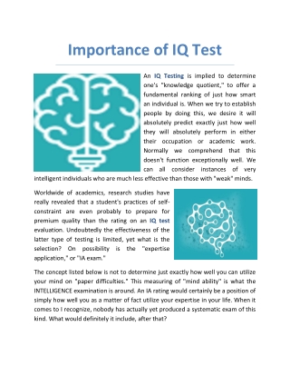 Importance of IQ Test