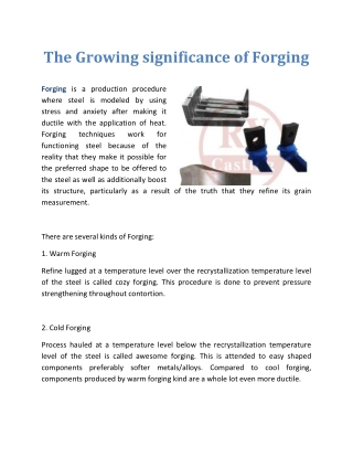 The Growing significance of Forging