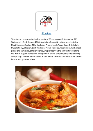 25% Off -50 spices-Ashgrove - Order Food Online