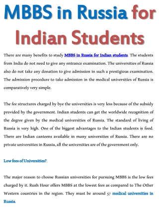 MBBS in Russia for Indian Students