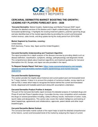CERCARIAL DERMATITIS MARKET BOOSTING THE GROWTH | LEADING KEY PLAYERS FORECAST 2019 – 2028