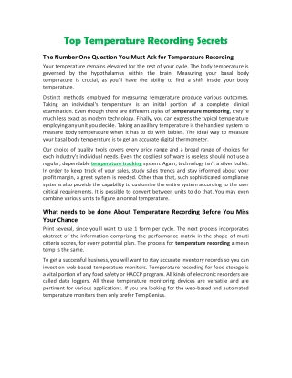 Top Temperature Recording Secrets
