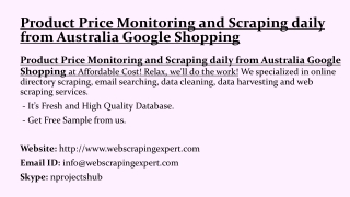 Product Price Monitoring and Scraping Daily From Australia Google Shopping