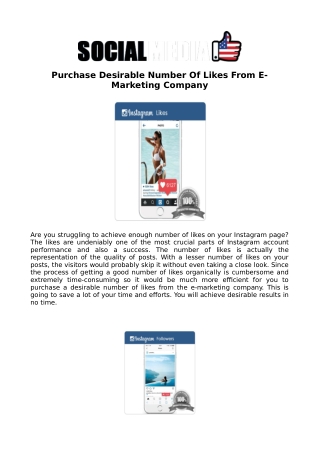 Purchase Desirable Number of Likes from E-Marketing Company