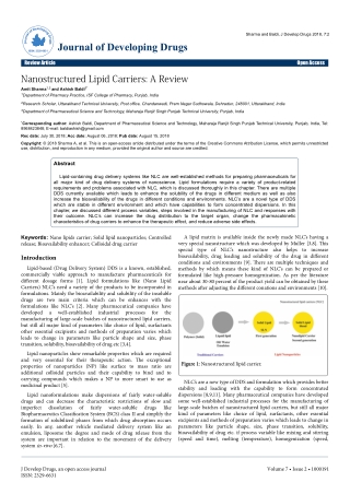 Nanostructured Lipid Carriers: A Review