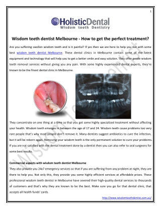 Wisdom teeth dentist Melbourne- How to get the perfect treatment?