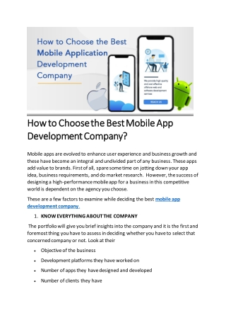 How to Choose the Best Mobile App Development Company