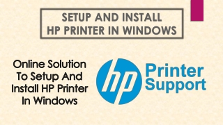 Online solution to Setup and Install HP Printer in Windows