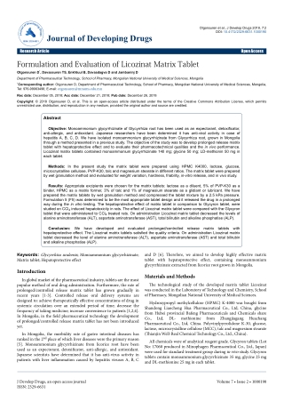 Formulation and Evaluation of Licozinat Matrix Tablet