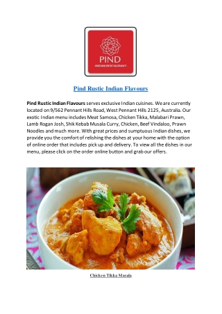 30% Off -Pind Rustic Indian Flavours-West Pennant Hills