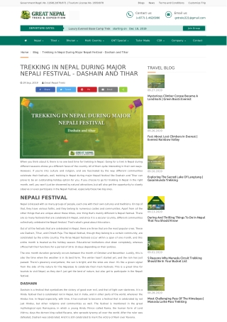 TREKKING IN NEPAL DURING MAJOR NEPALI FESTIVAL - DASHAIN AND TIHAR