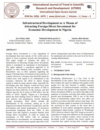 Infrastructural Development as a Means of Attracting Foreign Direct Investment for Economic Development in Nigeria