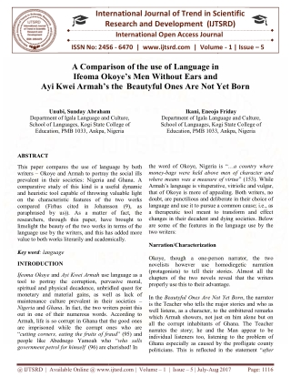 A Comparison of the use of Language in Ifeoma Okoye's Men without Ears and Ayi Kwei Armah's the Beautyful ones are not y
