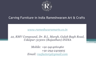 Carving Furniture in India Rameshwaram Art & Crafts