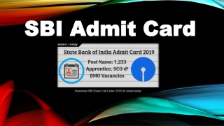 SBI Admit Card 2019 Download For SCO & Apprentice | SBI Exam Date