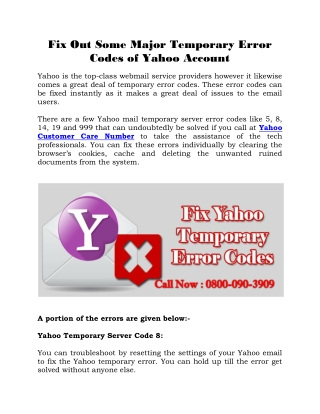 Fix Out Some Major Temporary Error Codes of Yahoo Account