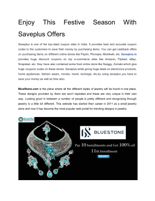 Enjoy This Festive Season With Saveplus Offers