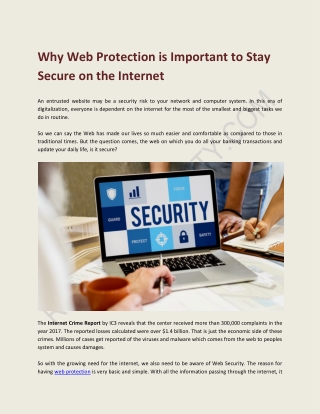 Why Web Protection is Important to Stay Secure on the Internet