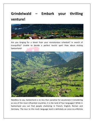 Grindelwald – Embark your thrilling venture!