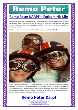 Remo Peter KARPF – Fathom His Life