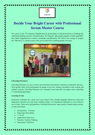 Decide Your Bright Career with Professional Scrum Master Course