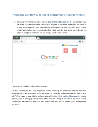 Variables Just How to Select The Right Video Recorder online