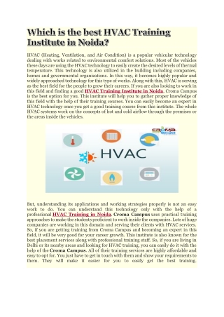 havc training institute in noida