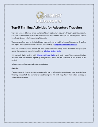 Top-5 Thrilling Activities for Adventure Travelers