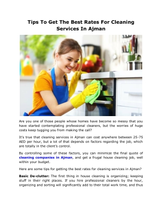 Tips To Get The Best Rates For Cleaning Services In Ajman