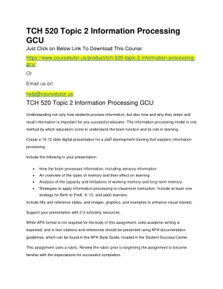 TCH 520 Topic 2 Information Processing GCU