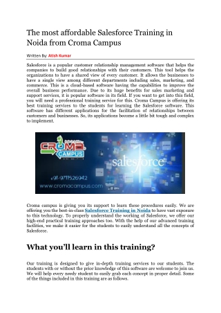 The most affordable salesforce training in noida from croma campus