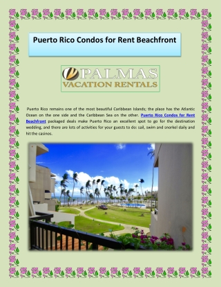 Puerto Rico Condos for Rent Beachfront