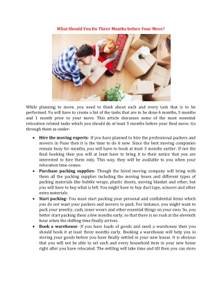 What Should You Do Three Months before Your Move?