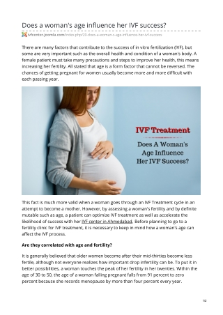 Does a woman's age influence her IVF success?