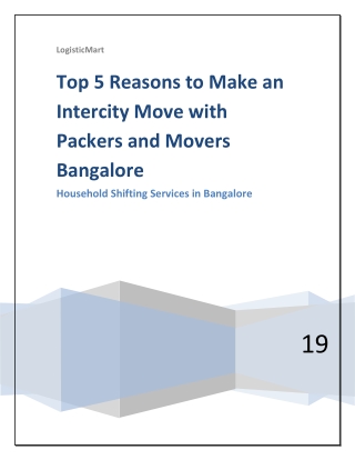 Top 5 reasons to make an intercity move with packers and movers bangalore