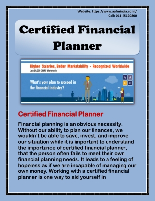 Certified Financial Planner - Courses Related to Finance, CFP India