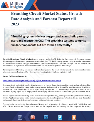 Breathing Circuit Market Status, Growth Rate Analysis and Forecast Report till 2023